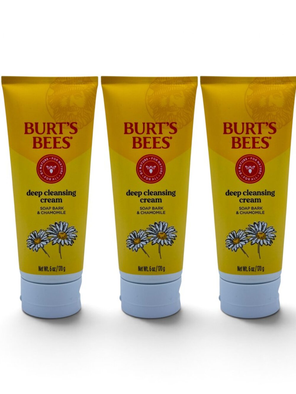 3 Pack Burt's Bees Deep Cleansing Cream Face Wash Soap Bark & Chamomile 6 oz